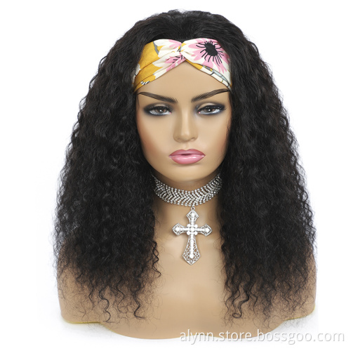 Deep Curly Wig Hot Sell Curly Headband Wig Gluless Wigs Real Hair Wigs For Women